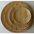 Plaque ronde en bambou pour snack, plat en bois de gâteau avec une texture unique